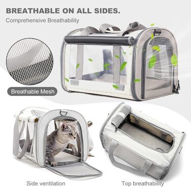 Транспортна переноска для собак та котів PETCUTE, складана, з внутрішнім ременем безпеки, схвалена авіакомпаніями, дихаюча, для подорожей та прогулянок, бежева