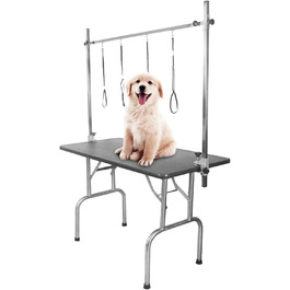 Стіл для грумінгу собак Jonlaki з регулюванням висоти, нержавіюча сталь, з петлею, підставка для грумінгу тварин, для маленьких та середніх собак та котів, 1,1 м