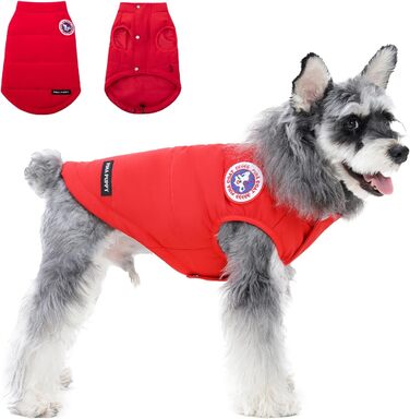 Зимовий одяг для собак PINA Hund: тепла куртка, жилет та вітрозахисний одяг для малих та великих собак, червоний колір, розмір S (Getaway Solids)