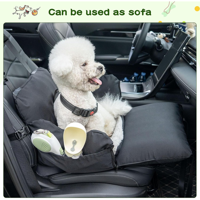 Автокрісло для собак, сіре, водонепроникне, з підкладкою, для собак до 15 кг (Oxford)