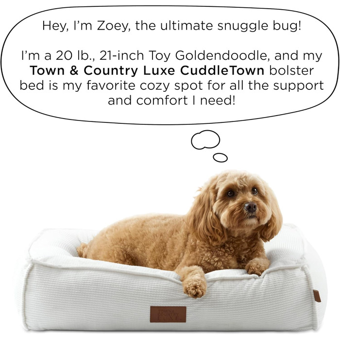 ТOWN & COUNTRY LUXE CuddleTown: М'яке ліжко для домашніх тварин, кремове, розмір M, 68x57x17 см