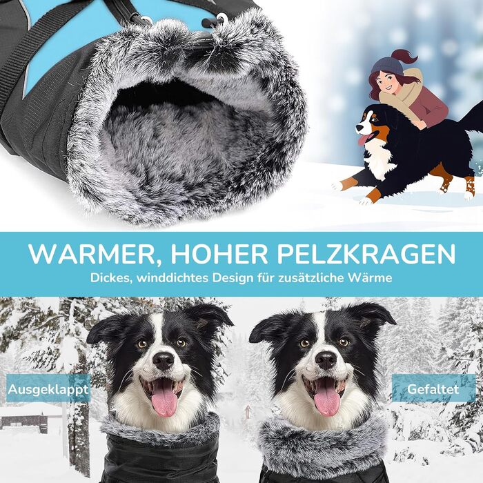 Водонепроникний теплий зимовий одяг для собак ALLSOPETS - куртка з світловідбиваючими смугами, тепла жилетка для холодної погоди (Himmelblau, 2XL)