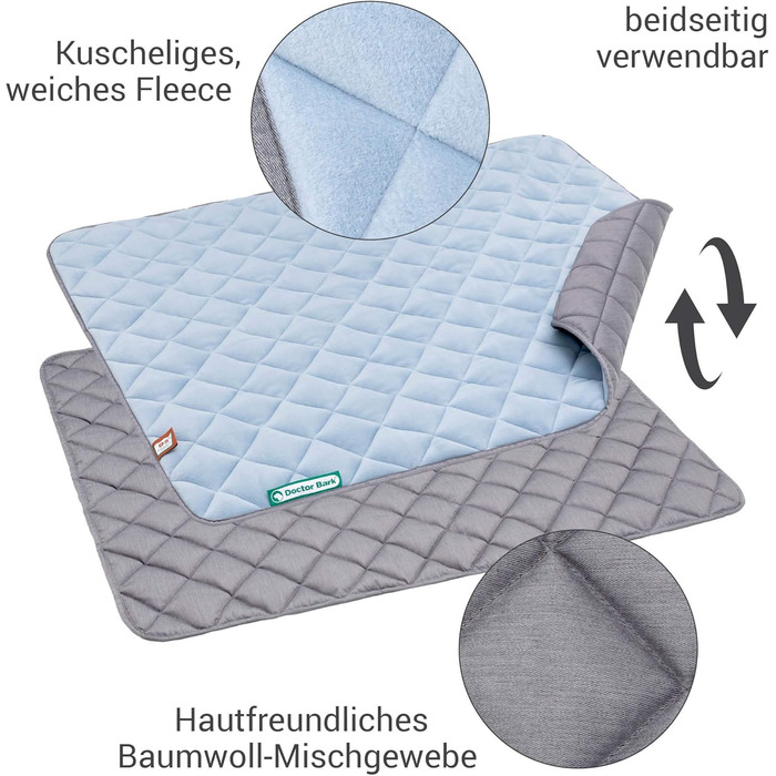 Лежанка для собак Doctor Bark: флісова двостороння підстилка для великих собак, 100x80 см (рожевий/світло-сірий)