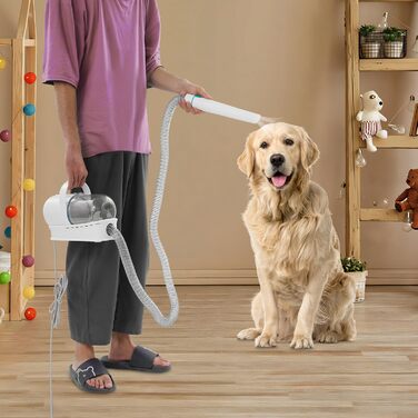 Професійний триммер для собак та котів 7-в-1 з пилососом, 400W, 13000Pa, 6 насадок, ножиці та точилка для кігтів