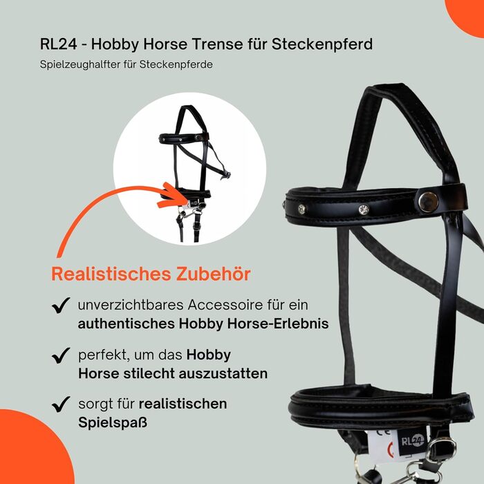 Аксесуари для хобі-коня RL24: Комплект (6 шт.) - вуздечка з мотузкою, ковдра та накидка від мух світло-бежевого кольору, вуздечка чорного кольору, багатокольоровий транспортний мішок для коня на палиці, аксесуари для коня на палиці