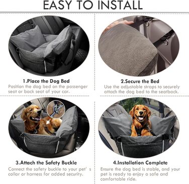 Автокрісло для собак - Автомобільне крісло для маленьких та середніх собак до 18 кг з ременем безпеки та кишенями для зберігання, антиковзаюча підставка (Смужка в морському стилі) (Сірий, 76.2 x 52 см)