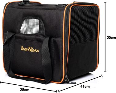 Транспортна сумка для котів та собак Brave Paws, міцна сітка, зручна, дихаюча, з безпечними застібками та складною мискою (чорна)