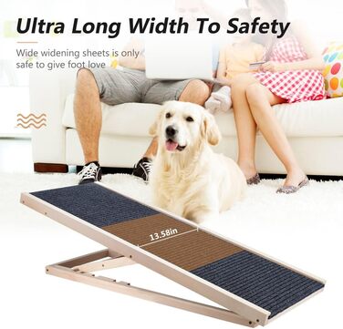 Дерев'яна рамка для тварин, регульована висота, для автомобіля, собак, з антиковзким покриттям, безпечна, для подорожей, 100x40 см, висота 30-60 см