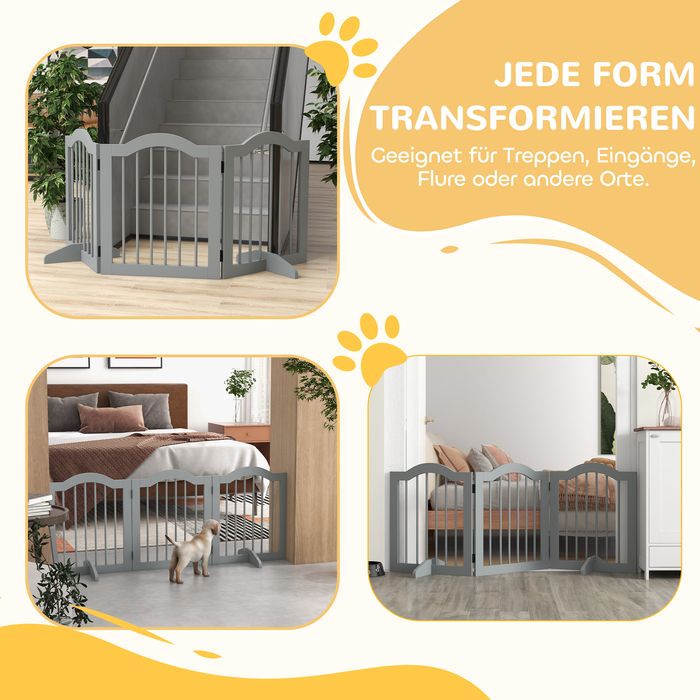 PawHut Barrier Dog 3 частини, 154,5 x 61 см складні ворота для собак з дверима, дверний щиток з 2 опорними ніжками, окремо стоячі сходові ворота для кухні, передпокою, світло-сірі | Аосом