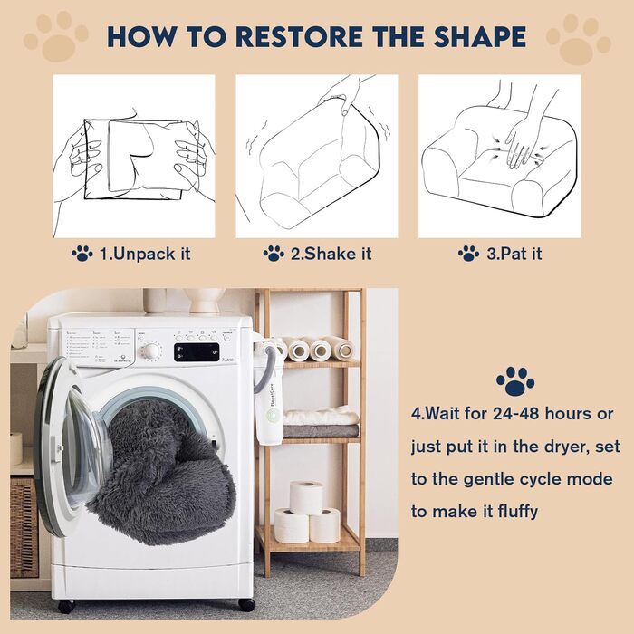 М'яке ліжко для котів Avont Flauschig, знімний та пральний чохол, диванчик для котів та маленьких собак - сірий