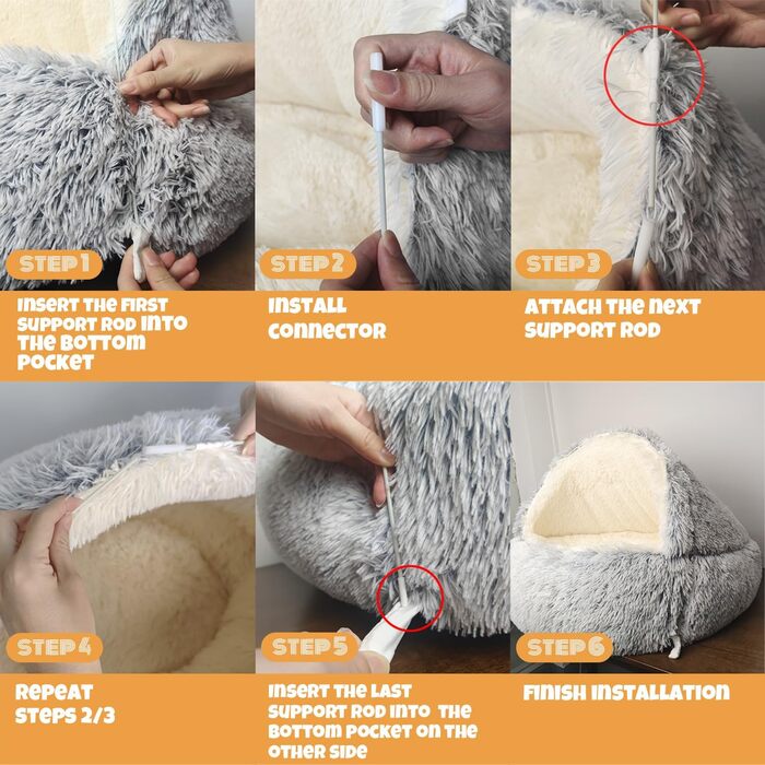 Крісло-гніздочко для собак YAGE, 80 см, з підставками – м'яке, заспокійливе ліжко для тварин до 20 кг, знімний, пральний чохол, розкішне, суперм'яке ліжко-печера для домашніх тварин