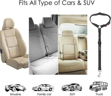 Автомобільний ремінь безпеки для собак Lukovee (2 шт.), регульований, з еластичним шнуром та світловідбиваючими елементами, для подорожей та повсякденного використання