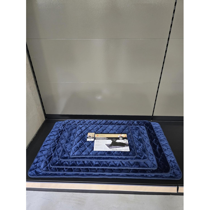Прямокутна подушка для собак Flamingo Weimar, синя, 101x63x2 см, знімний чохол, антиковзке дно, для кліток
