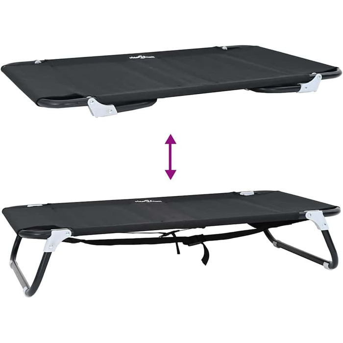 Складане ліжко для собак середніх порід від vidaXL – чорного кольору, метал та тканина | Зручне підняте ліжко для дому та вулиці, довговічні меблі для тварин, 90 x 55 x 18 см