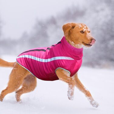 Зимова куртка для собак, тепла водонепроникна куртка для середніх та великих собак, флісова підкладка, світловідбиваючі елементи, для Лабрадора, Бульдога, Самоеда (5XL/60см, Рожевий)