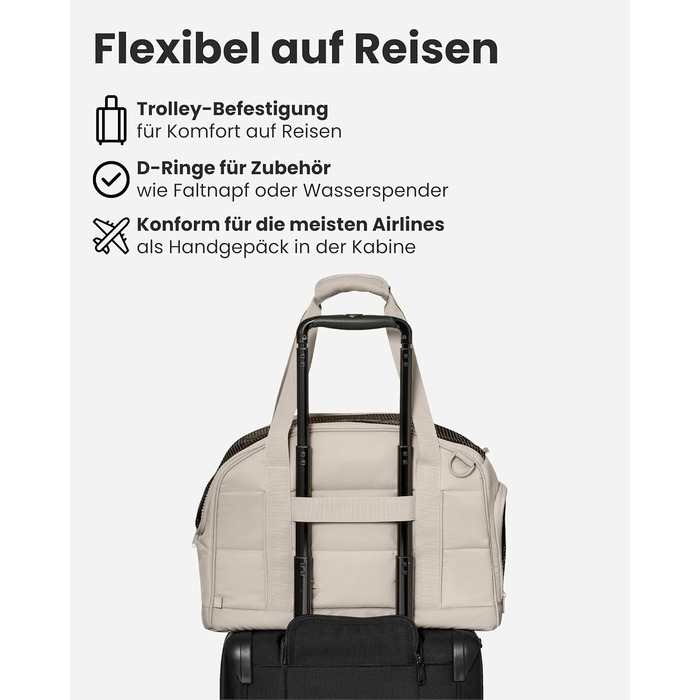 Транспортна сумка для собак Larkson Tjark (до 8 кг) Бежева - для подорожей літаком, підходить для собак та котів