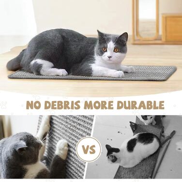 Килимок для котів Graciadeco з сизалю, 60 x 40 см. Захист меблів від подряпин. Сірий