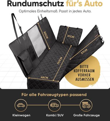 Захисна автомобільна накидка для собак HELDENWERK: водовідштовхувальна, стійка до подряпин, універсальна, з боковим захистом та оглядовим вікном