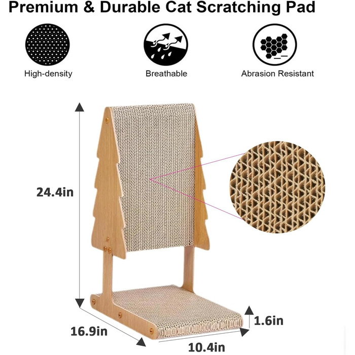 Котячий когтетоп ERNAN: 62 см, L-подібний, з картону, для захисту дивану, на стіну та кут