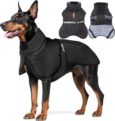 Водонепроникний зимовий одяг для собак - теплий зимовий халат для собак з D-рингом (зелений, чорний, XL)