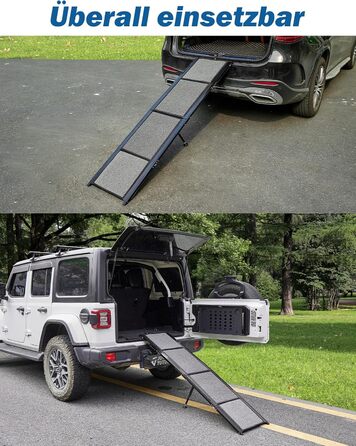 Рампа для собак JOYTUTUS складна, для авто, SUV та вантажівок, до 90 кг, для великих, середніх та маленьких тварин (180 x 44 см), алюмінієва рамка