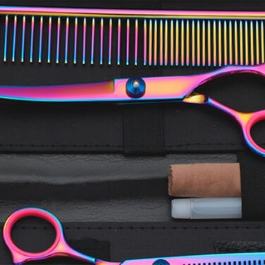 Набір для грумінгу собак, професійний, з нержавіючої сталі, безпечні кругові кінчики, 7-в-1, для собак та котів