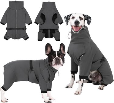 Водонепроникний теплий зимовий одяг для собак Cyponpy: куртка з блискавкою, флісова підкладка, для собак XL (довжина спини 43-47 см), сірого кольору