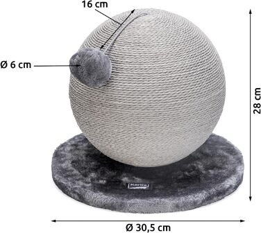 Karlie Kratzball Bolly - іграшка-царапка для котів, сіра, 30,5 x 30,5 x 28 см