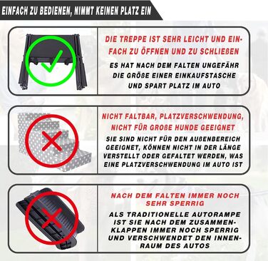 Рампа для собак, складана, до 60 кг, захист суглобів, для великих та маленьких собак, легко складна, для дому