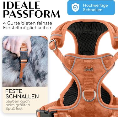 Шлейка для собак Freudentier з м'якою сітчастою підкладкою - максимальний комфорт, надійна фіксація та безпека - антирізний передній кілечко - нагрудник для великих, середніх та маленьких собак (Помаранчевий, L) L Помаранчевий