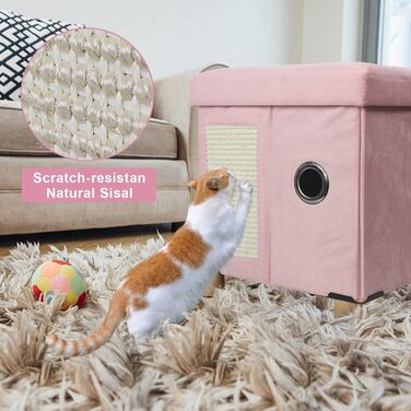 Кігтечка-будиночок для котів Brian & Dany з ігровим м'ячиком та дряпалкою, рожевий, 37,5 x 32,5 x 36 см