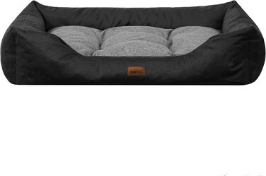 Крісло-ліжко для собак великих та середніх порід - зручне лежак для тварин, водонепроникне, 92x73 см (XL, чорний з сірим)