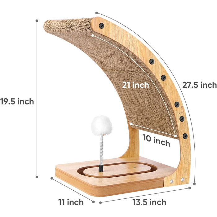 Преміум кігтеточка для котів з міцним матовим каркасом та іграшкою-обертом, вертикальна кігтеточка для дому, знімний картон для котів