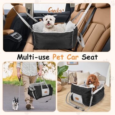 Автокрісло для собак Nobleza - зручне ліжко для маленьких собак, з кишенями та змінним подушкою, 58x56x33 см, бавовна, плюш, пластик/метал