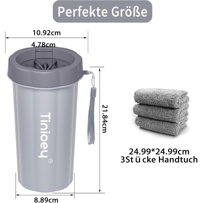 Очисник лап для собак | 3 рушники в комплекті | Очисник лап для собак | Аксесуари для собак середніх порід | Щітка для собак | Розмір M (Великий, Сірий)