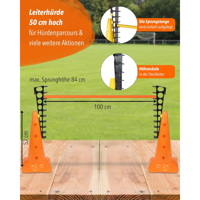 Кінцева перешкода Sportikel24 з жердиною 100 см – для аджиліті, стрибків та слалому (для собак, коней, дітей)
