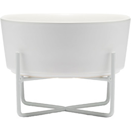 Підставка для годівлі собак Waggo з мискою, керамічна, піднята, маленька, матова біла