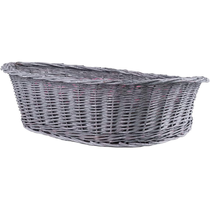 Плетене ліжко для собак та котів з лози (50x36x16 см, сірий)