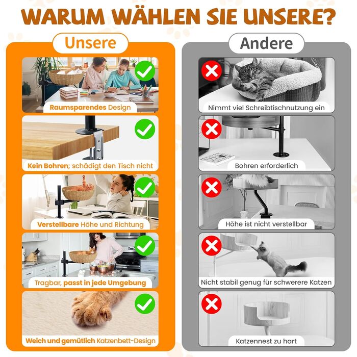 Кігтеточка-ліжко для кота на стіл: обертання 360°, регульована висота, без свердління. Підвищене котяче ліжко над столом. Тримає кошеня/кота поруч. Зручне ліжко для кота з подушкою для тварин.