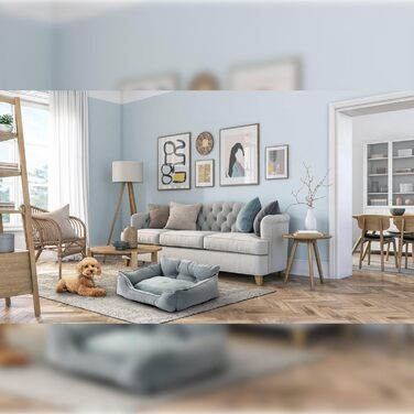 Benetton Hundebett для середніх собак, сірий, 90 см, ергономічне, з поліестеру, придатне для прання