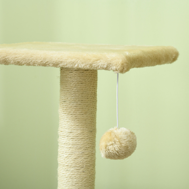 PawHut Cat Tree 72 см Котяча вежа з плюшевими кульками, стовбури з сизалю, платформа, кігтеточка Багатоярусна кігтеточка для кішок, лазіння по дереву, для середніх кішок, кремово-біла | Аосом