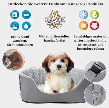 Автокрісло для собак KING DOG до 8 кг, сіре, 50x40 см. Зручна переноска з кріпленням на ремінь безпеки та м'яким килимком. Фолдне, миється. Підходить для SUV та легкових автомобілів.