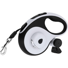 Леєнка для собак MoYouno 8 м з відтягувачем та тримачем для пакетів, чорна