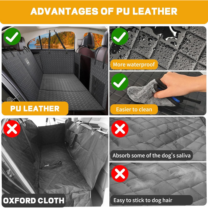 Водонепроникний захист для заднього сидіння авто: килимок-розширювач для собак з жорсткою основою та антиковзаючою поверхнею