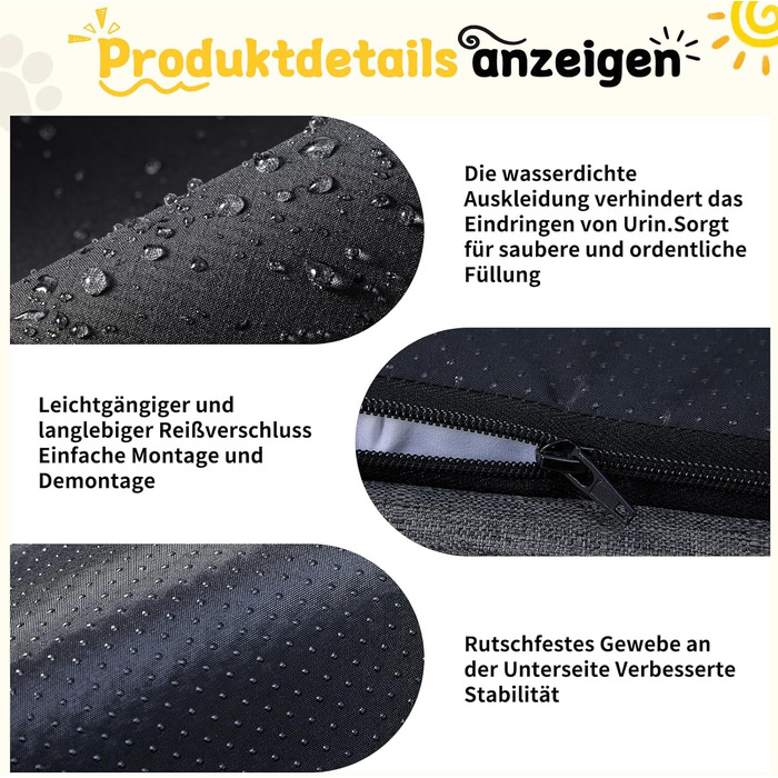 Ортопедичне ліжко для собак середніх та великих порід 109x84x21 см, високощільна піна з високим пружним ефектом, знімний водонепроникний чохол, зручне та антиковзаюче, темно-сірий колір