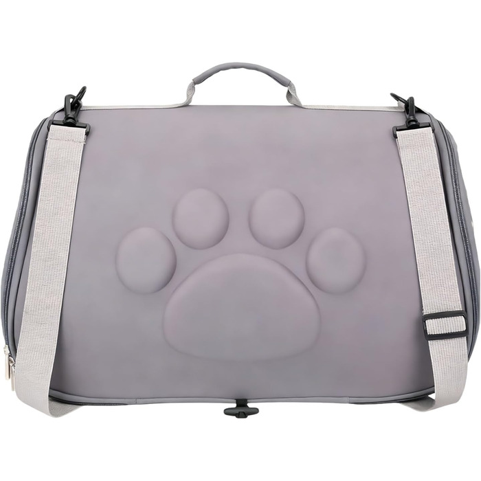 Транспортна сумка для кота з плечовим ременем, складана переноска для тварин, підходить для подорожей, прогулянок, авіаперельотів та відвідування ветеринара (Сірий)