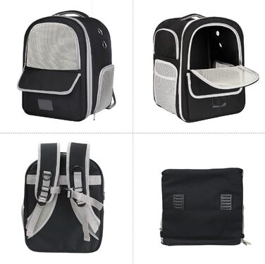Рюкзак-переноска для котів та собак, дихаючий, для маленьких та середніх тварин, чорний