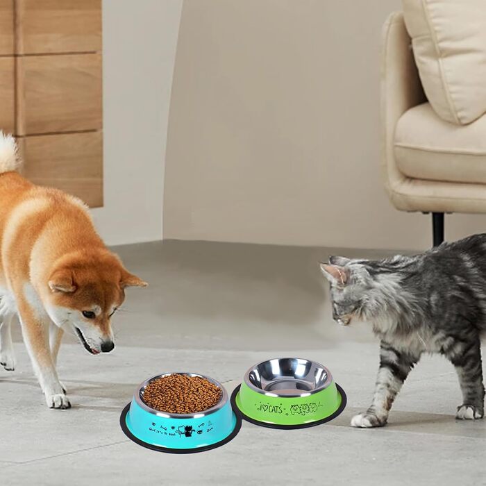Набір мисок для котів Katzennäpfe: 4 шт. з нержавіючої сталі, протиковзкі, для води та корму, підходить для котів та цуценят