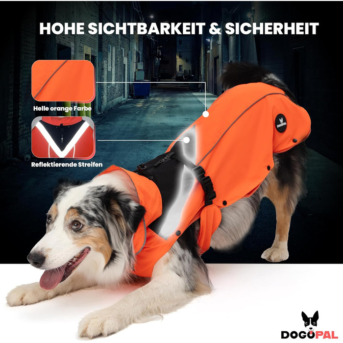 Водонепроникний дощовик для собак з винімним флісовим підкладкою, розмір L, помаранчевий