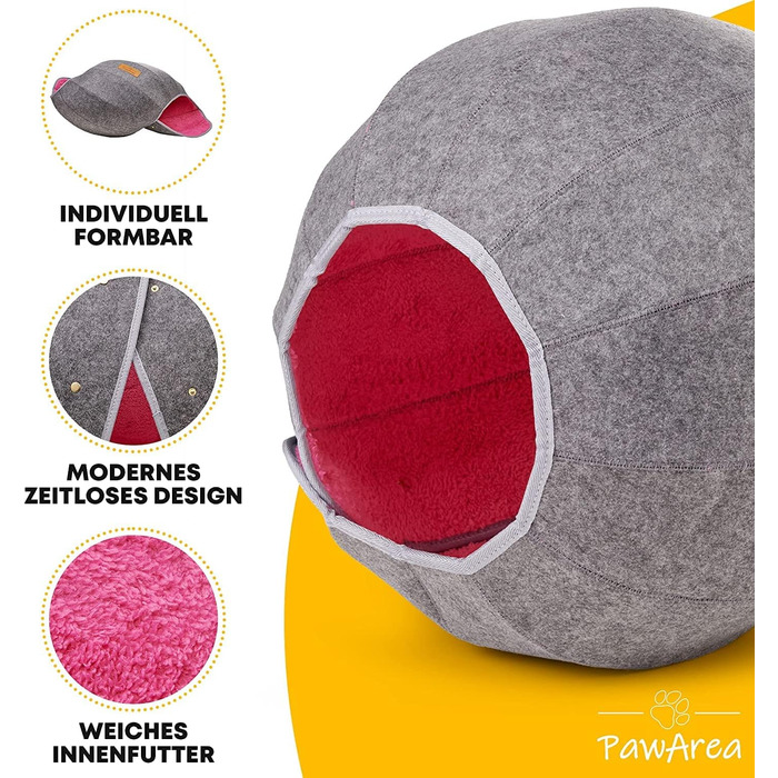 Кігтеточка-будиночок для котів PawArea | Рожевий лежак-корзина для котів | Місце для сну та відпочинку | Міцний, сучасний, зручний